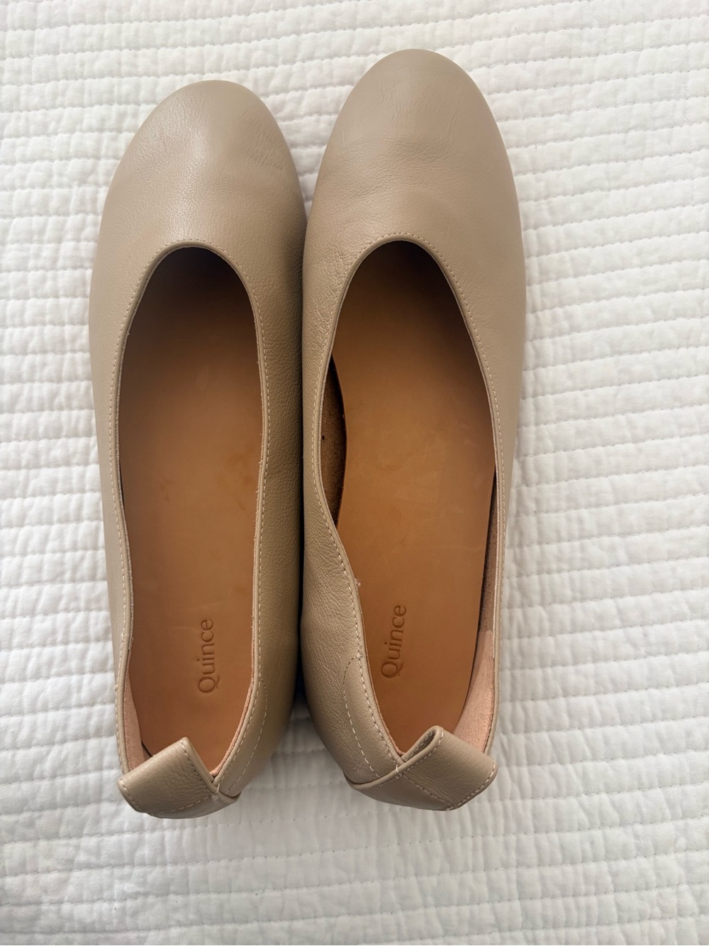 Quince Beige Leather Ballet Flats